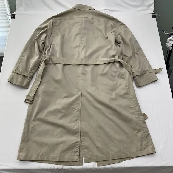 Christian Dior Monsieur Trench Coat Raincoat Mens 42L Beige Classic 80s Vintage